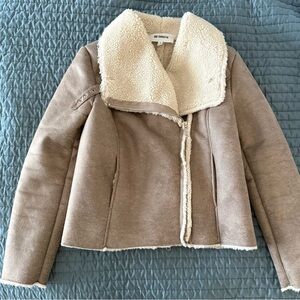 BB Dakota Women's Cream and Brown Faux Sterling Jacket